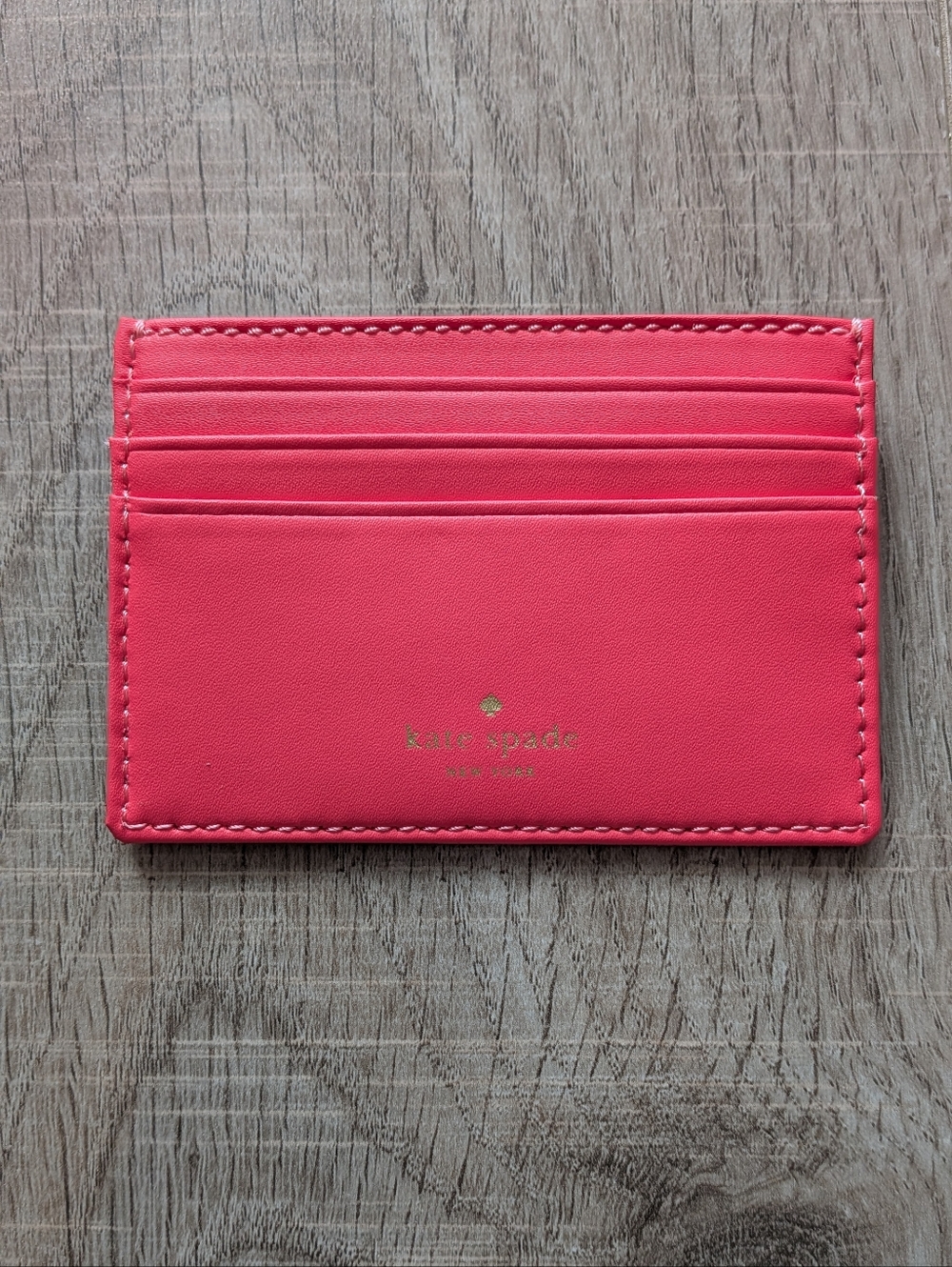 NWT Kate Spade Leather Graham Wellesley Flamingo Coral Pink Card Wallet